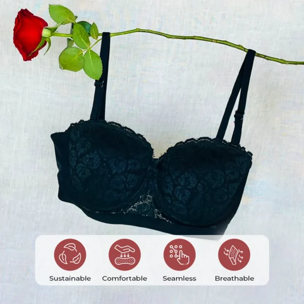 Midnight Lace Temptation: Luxe Padded Wired Bra - Image 3