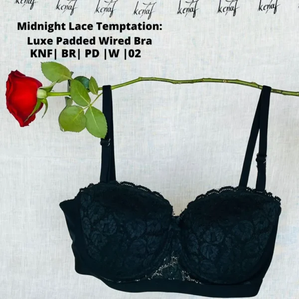Midnight Lace Temptation: Luxe Padded Wired Bra